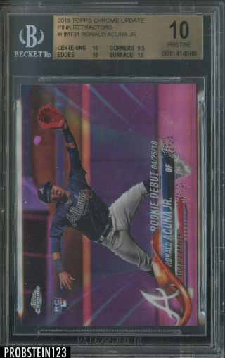 2018 Topps Chrome Update Pink Refractor Ronald Acuna Jr.  Rc Bgs 10 Pristine