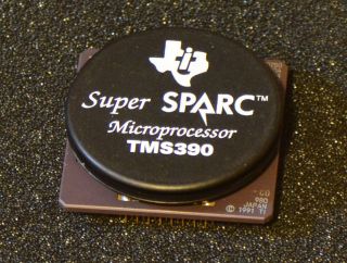 Vintage Cpu,  Ti Sparc Tms390 From 1991,  Gold And Purple Ceramic