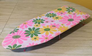 Vintage Retro 1970s Mini Ironing Board Travel Size Mod Floral Flower Power