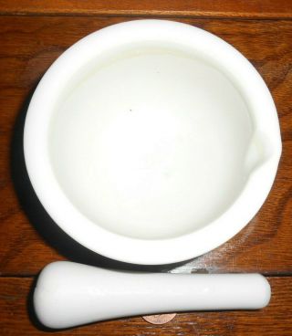 Vintage Ceramic or Vitreous china mortar and pestle vintage Made In Japan 2