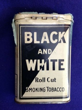 Extremely Rare Antique Black And White 1910 Pocket Tobacco Tin Advertising