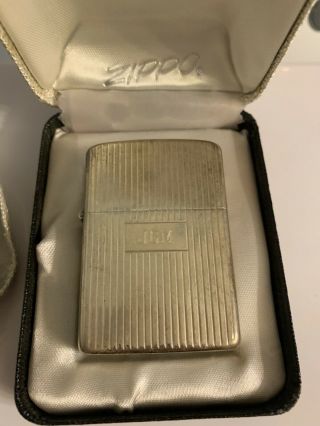 Vintage Zippo Sterling Silver Lighter With Storage Bag And Case