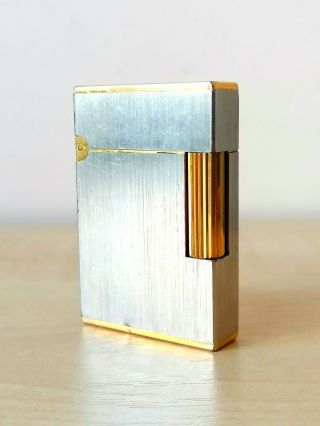 S.  T.  Dupont Lighter Line 2 Large Busied Silver Gold Plated Rare Vintage