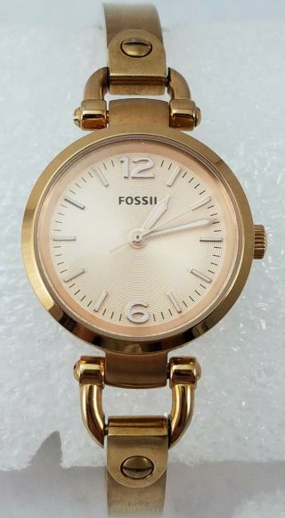 Fossil Georgia Mini Rose Tone Ladies Bracelet Watch Es3268 - Battery