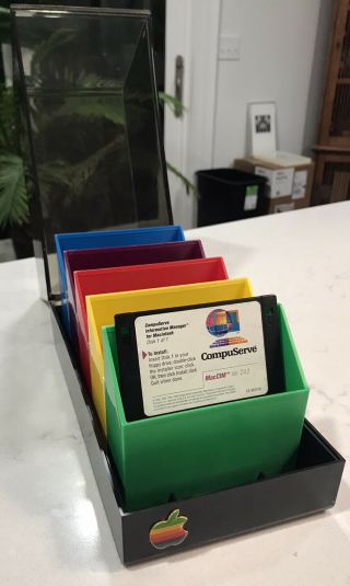 Vintage Rainbow Apple Macintosh 3.  5 " Floppy Disk Storage Holder