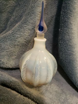 Vintage Fenton Glass Clear Opalescent Perfume Bottle With Decorative Sides