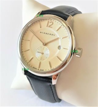Burberry Watch Womens White Dial Black Leather Band Silver Case BU10000 2
