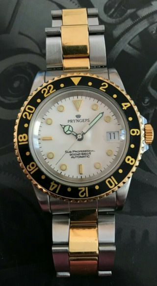 Vintage Pryngeps Submariner Sub Professional Automatic Diver Watch 200m Two Tone