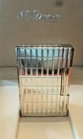 S.  T.  Dupont Lighter Line 2 Large Silver Gatsby Plaque Argent G Box