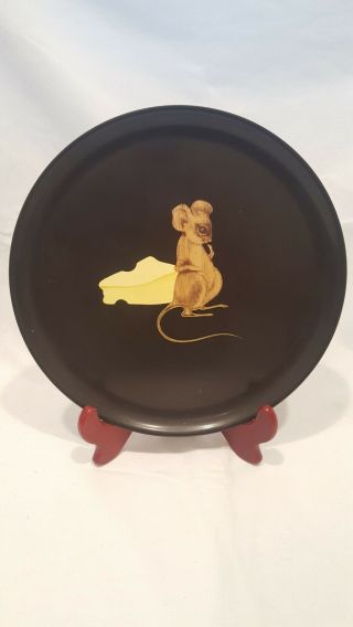 Vintage Couroc Round Serving Tray Inlaid Mouse With Cheese Monterey California