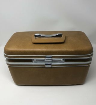 Vintage Samsonite Silhouette Mustard Train Case Suitcase Luggage Make Up Tray