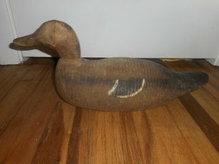Antique Vintage Carved Wood Wooden Glass Eye Duck Hunting Decoy - Unknown Maker