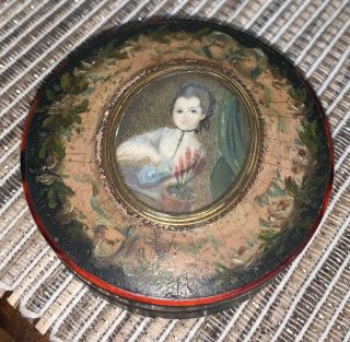 Antique 18th Century Hand Painted PORTRAIT SNUFF BOX Girl 3