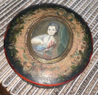Antique 18th Century Hand Painted PORTRAIT SNUFF BOX Girl 4