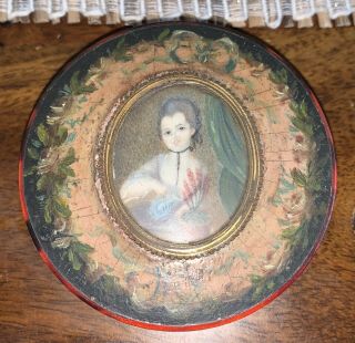 Antique 18th Century Hand Painted PORTRAIT SNUFF BOX Girl 5