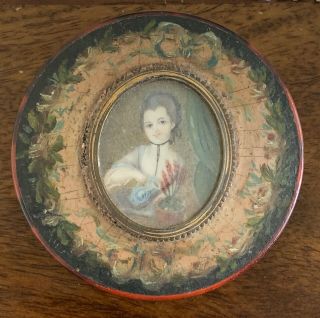 Antique 18th Century Hand Painted PORTRAIT SNUFF BOX Girl 6