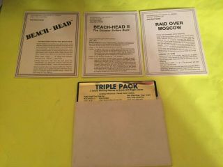 Triple Pack Commodore 64 Disk Beach Head I,  Ii,  Raid Over Moscow C64 Complete