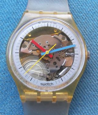 Swatch Watch - 1986 - Jelly Fish - Gk100re - Band - Polished Crystal - Battery