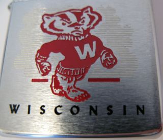 VINTAGE 1950 ' s ZIPPO LIGHTER ADVERTISING WISCONSIN BADGERS NEVER FIRED MIB 3