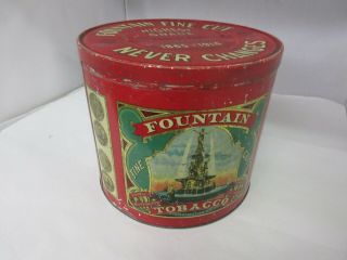 Vintage Advertising Empty Fountain Fine Cut Store Counter Bin Tin Tobacco 912 - E