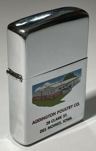 Vintage 1964 Town & Country Zippo w/ Poultry Farm Building Graphic - w/ Box 4