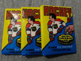 (3) 1980 - 81 Topps Hockey Wax Packs