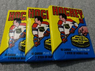 (3) 1980 - 81 Topps Hockey Wax Packs 2
