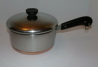 Vintage 1801 Revere Ware 1.  5 Qt Sauce Pan Double Ring Copper Clad Bottom W/lid