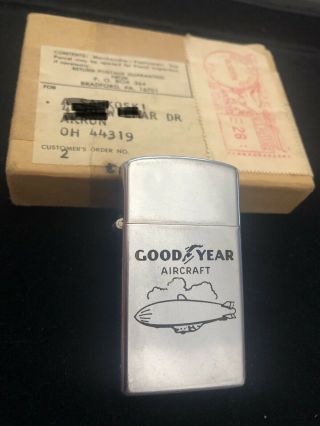 1958 Goodyear Aircraft Blimp Rare Vintage Zippo Lighter W Repair Box And Papers