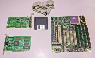 Vintage Socket 7 Pentium 150 Cpu,  Motherboard,  16mb Ram Vga Video Sound Card