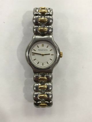 Tiffany & Co Tesoro L0112 Ladies 18k Gold & Stainless White Dial Quartz Watch
