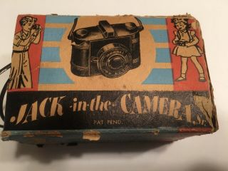 Vintage 50s Commonwealth Plastics Miniature Jack In The Box / Camera Gag
