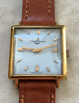 Vtg Ulysse Nardin Art Deco White Dial 18k Gold Plated Case From 1940 Aprox.