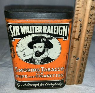 Antique Sir Walter Raleigh Tobacco Tin Litho Vertical Pocket Vary 4 Good Enough