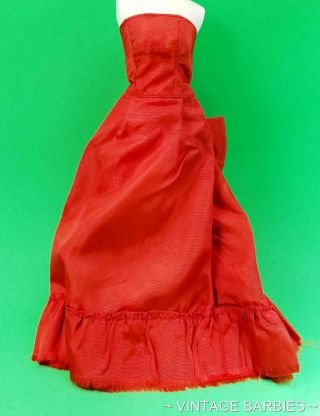 Barbie Doll Sized Red Satin Gown / Dress Minty Vintage 1960 