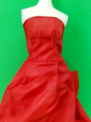 Barbie Doll Sized Red Satin Gown / Dress MINTY Vintage 1960 ' s 2