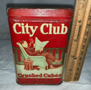 Antique City Club Crushed Cube Tin Litho Vertical Pocket Tobacco Tin Variation 2