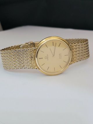 Omega De Ville Gents Watch Vintage 1970s Gold Plated Dress Watch