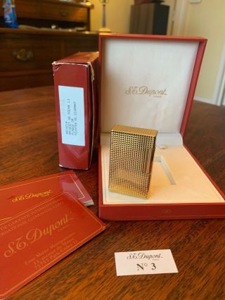 S.  T.  Dupont Lighter L1 Gold Diamond Head,  Boxed And Serviced,  Gorgeous