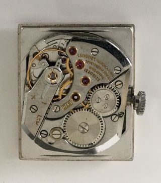 Longines 14K White Gold Vintage Men ' s Watch Oval Black Dial Florentine Case 4