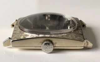 Longines 14K White Gold Vintage Men ' s Watch Oval Black Dial Florentine Case 6