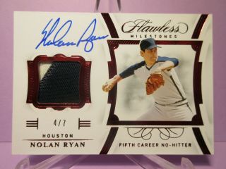 2020 Flawless Ruby Red 2 - Color Patch Fifth Career No - Hitter Auto Nolan Ryan 4/7