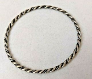 Vintage Sterling Silver Navajo Braided Twisted Wire Rope Bangle Bracelet Unisex
