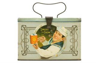 Very Rare 1910s " Us Marine " Litho " Lunch Pail " Tin In