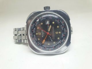 Vintage Sicura By Breitling Globetrotter Gmt World Time Automatic Mens Watch