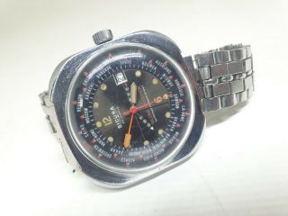 Vintage SICURA By Breitling Globetrotter GMT World Time Automatic Mens Watch 2