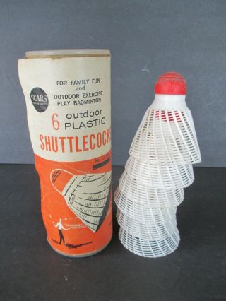 Vintage Sears Badminton Shuttlecocks Cardboard Can Of Six No.  12261