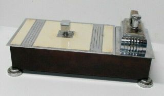 Vintage Ronson Art Deco Striker Lighter/cigarette Case Desk Set Combo