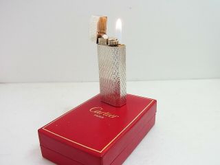 Cartier Gas Lighter 30 Microns Silver Plated Pentagon W/box All Ex