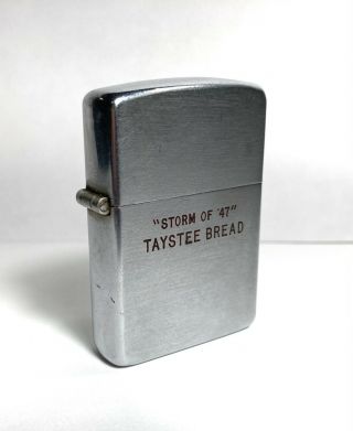 Vintage 3 Barrel Zippo Lighter With 16 Hole Insert Storm Of 47” Taystee Bread